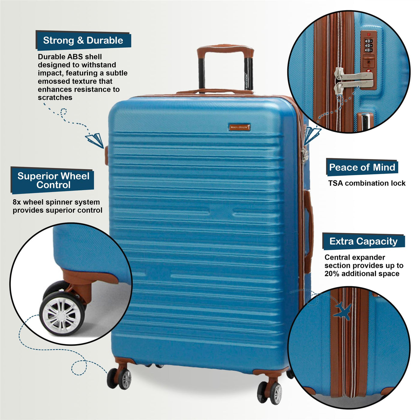 Hard Shell Cabin 55 x 36 x 20 cm ABS Suitcase Luggage Suitable for Easyjet, Ryanair