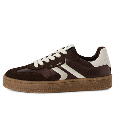 Tamaris Womens Brown White Suede Leather Fashion Lace Up Sneakers
