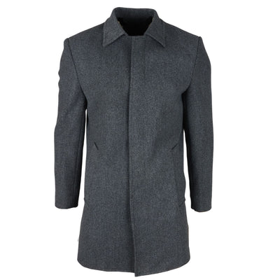 Men's Wool Blend Classic Collar Grey Overcoat
