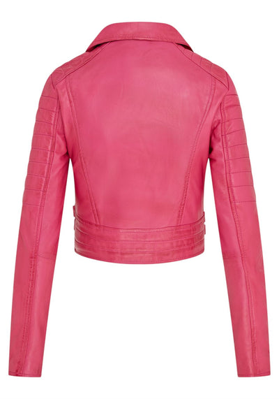 Giacca da motociclista in pelle corta Brando da donna - Damasco
