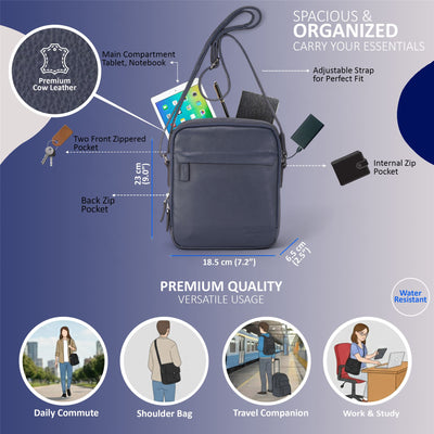 Genuine Leather Vintage Messenger Crossbody Travel Bag - Hawthrone