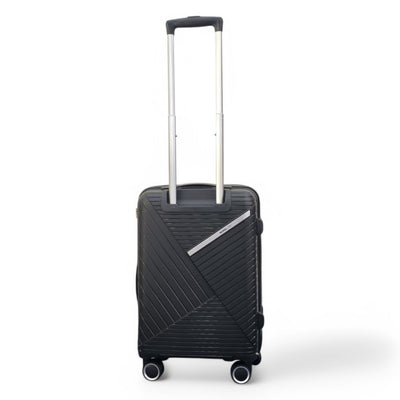 Robust PP Hard Shell Black 8 Wheels Luggage Travel Holiday Cabin Suitcase Set