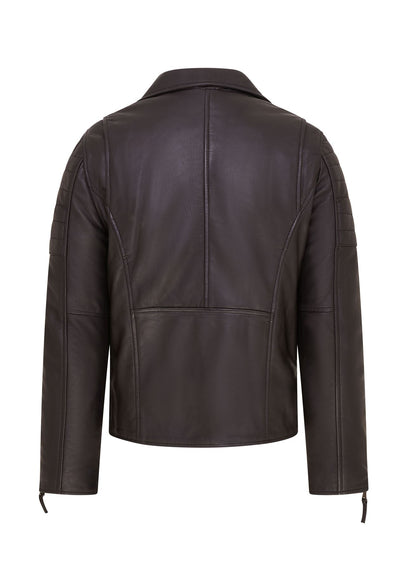 Mens Brando Double Cross Zip Leather Biker Jacket- Fagernes