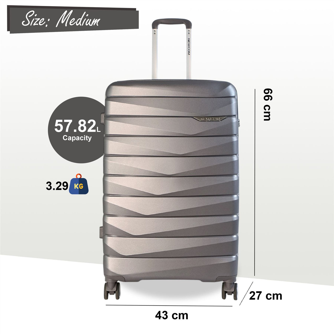 Strong Hard Shell TSA Suitcase Set 8 Wheel Cabin Luggage Holiday Travel Case