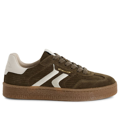 Tamaris Womens Olive Green Suede Leather Fashion Lace Up Sneakers