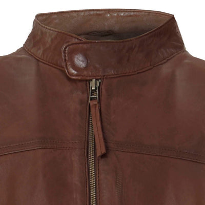 Men’s Classic Fitted Leather Biker Jacket-Austin