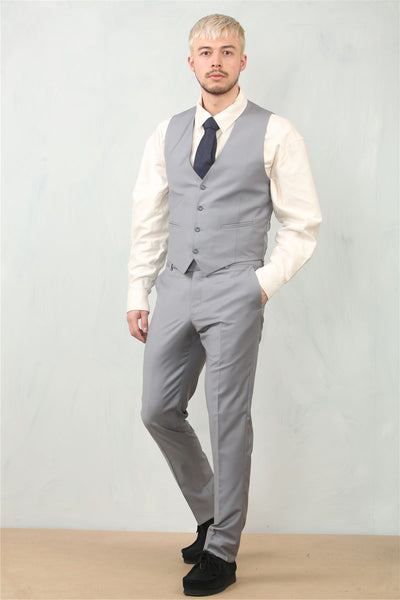Men's Grey 3 Piece Formal Classic Prom Suit Workwear