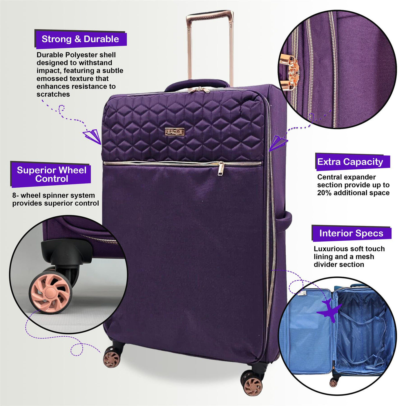 4 Wheel Lightweight Suitcase Luggage Travel Bags Set
