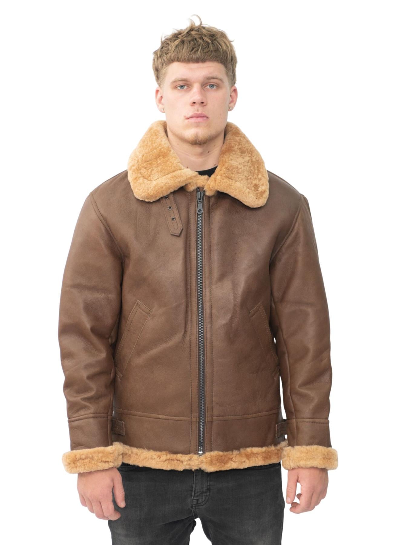 Herren B3 WW2 Fliegerjacke aus Schaffellleder - Houston 
