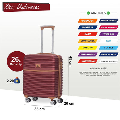 ABS Hardshell Underseat Cabin Suitcase 45 x 35 x 20 cm Luggage Suitable for Easyjet