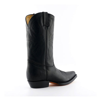 Grinders Mens Black Cowboy Leather Boots- Louisiana