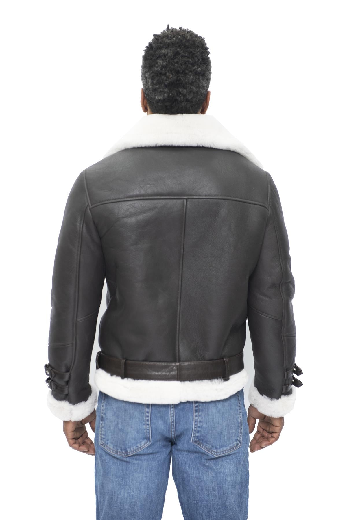 Mens Sheepskin Leather Biker Jacket-Hayle