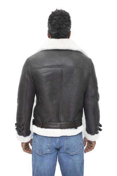 Mens Sheepskin Leather Biker Jacket-Hayle