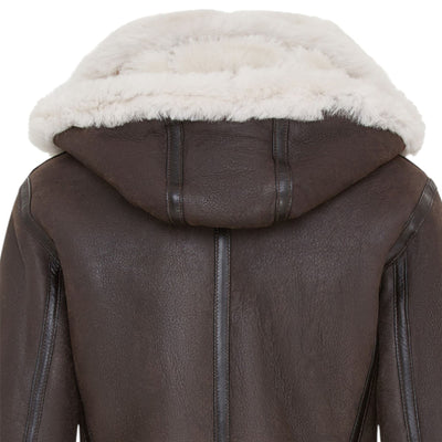 Womens Hooded Sheepskin Flying Leather Jacket-Palermo
