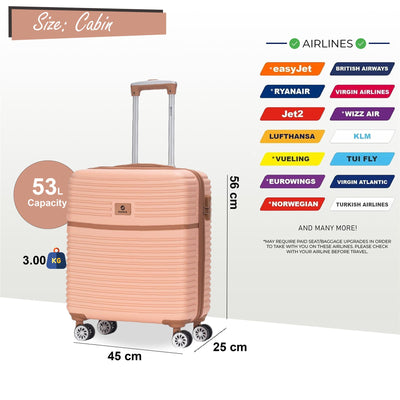 Strong ABS Hardshell Cabin Suitcase 56 x 45 x 25 cm Luggage Suitable for British Airways