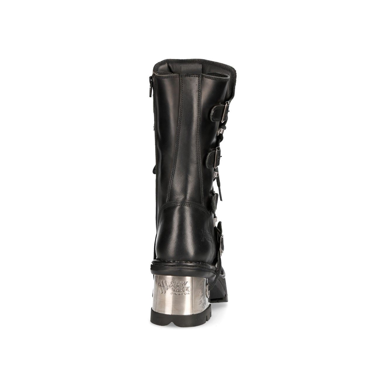 New Rock Women’s Leather Gothic Mid-Calf Boots-373-S33