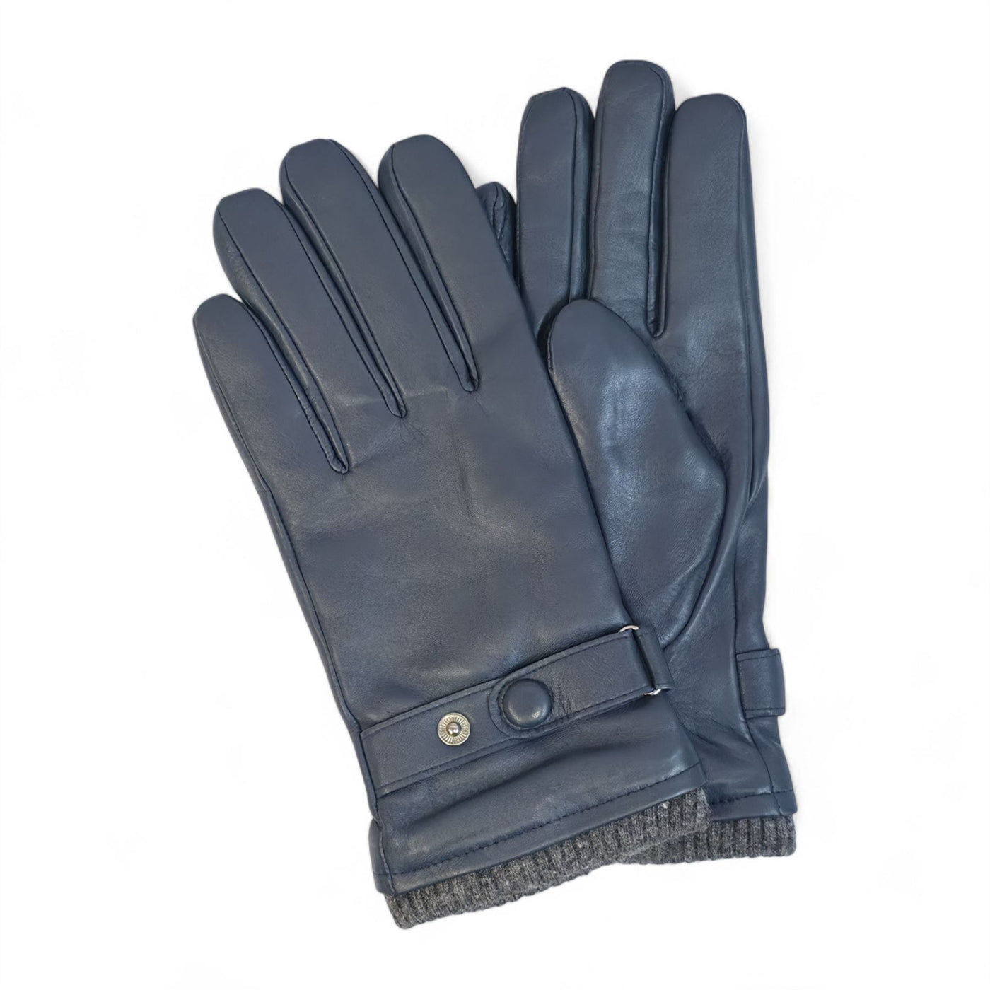 Men’s Italian Leather Warm Wool Lining Winter Knit Rib Gloves - M-LGV-105