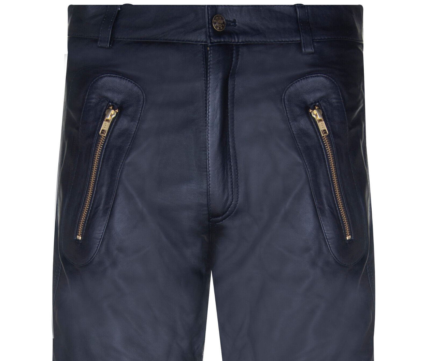 Mens Leather Zip Jeans-Ancona