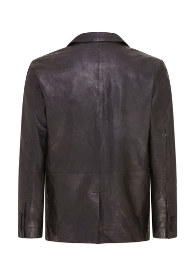 Mens Slim Leather Italian Blazer Jacket-Somero