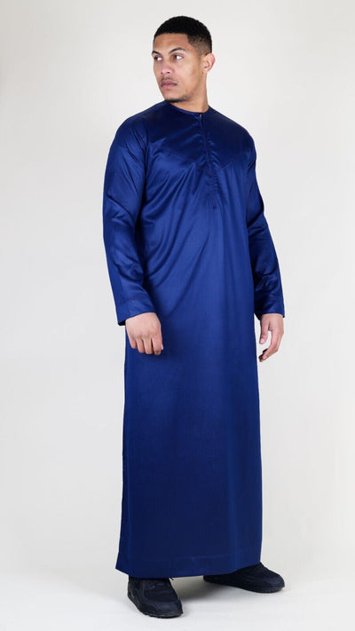 Men's Thobe Robe Satin Emirati Islamic Jubba Eid Slim Fit