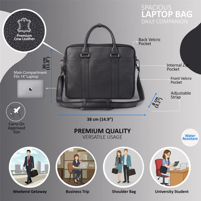 Genuine Leather Laptop Business Briefcase Office Work Travel Bag - Sutton