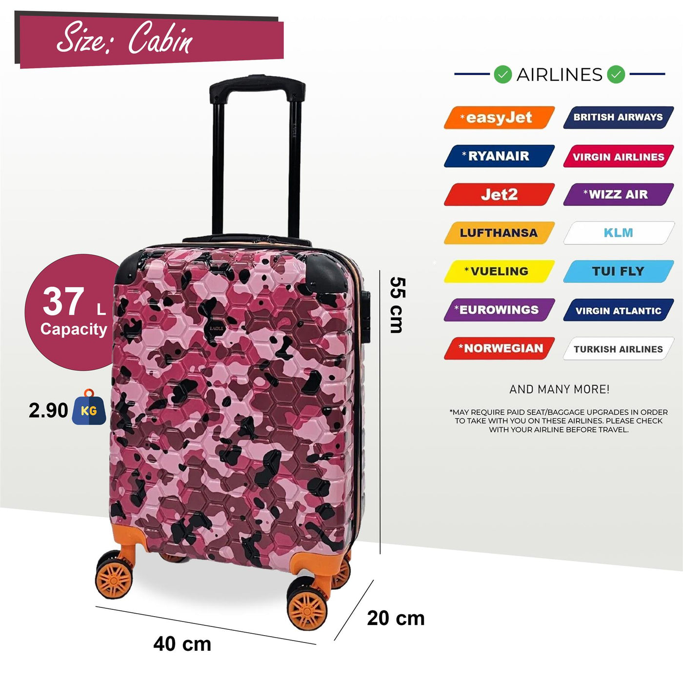 Hardshell Cabin Robust 8 Wheel ABS Luggage Travel Bag