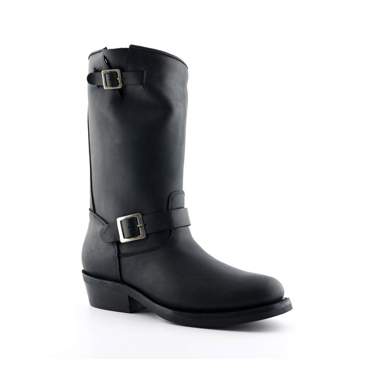 Grinders Unisex Black Smooth Sole Western Leather Boots-Rebel