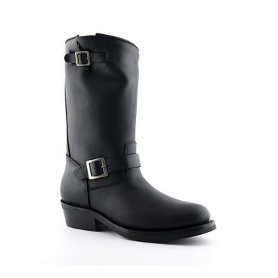 Grinders Unisex Black Smooth Sole Western Leather Boots-Rebel