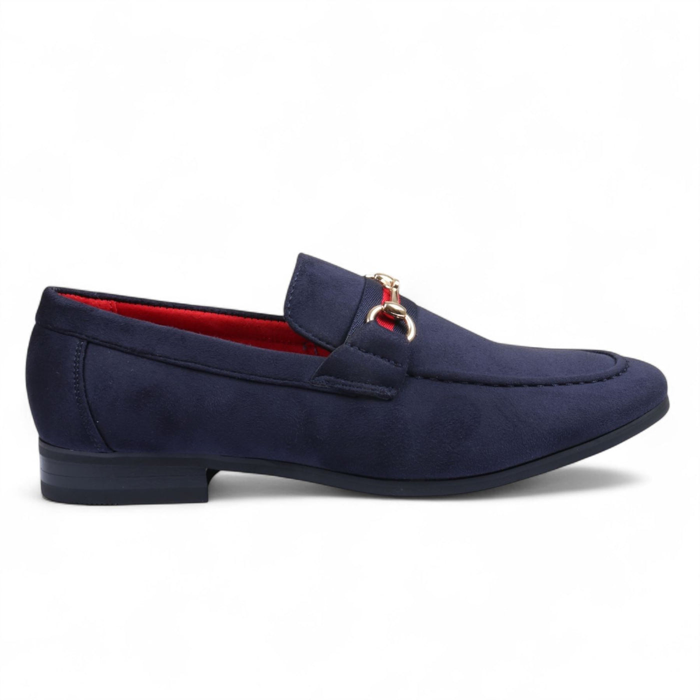 Men's Suede Loafers with Gold Buckle Slip-On Dress Shoes