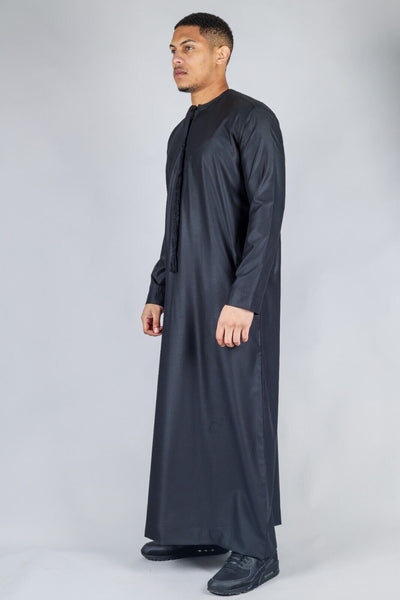 Men's Thobe Emirati Islamic Jubba Robe Eid Tassel Slim Fit