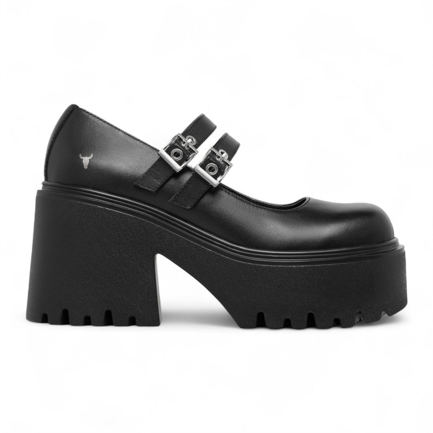 Windsorsmith Women’s Lessons Black Leather Boots Chunky Platform Heel Buckle Mary-Jane Shoes
