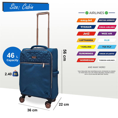 Cabin 4 Wheel Luggage Travel Soft Lightweight Bags