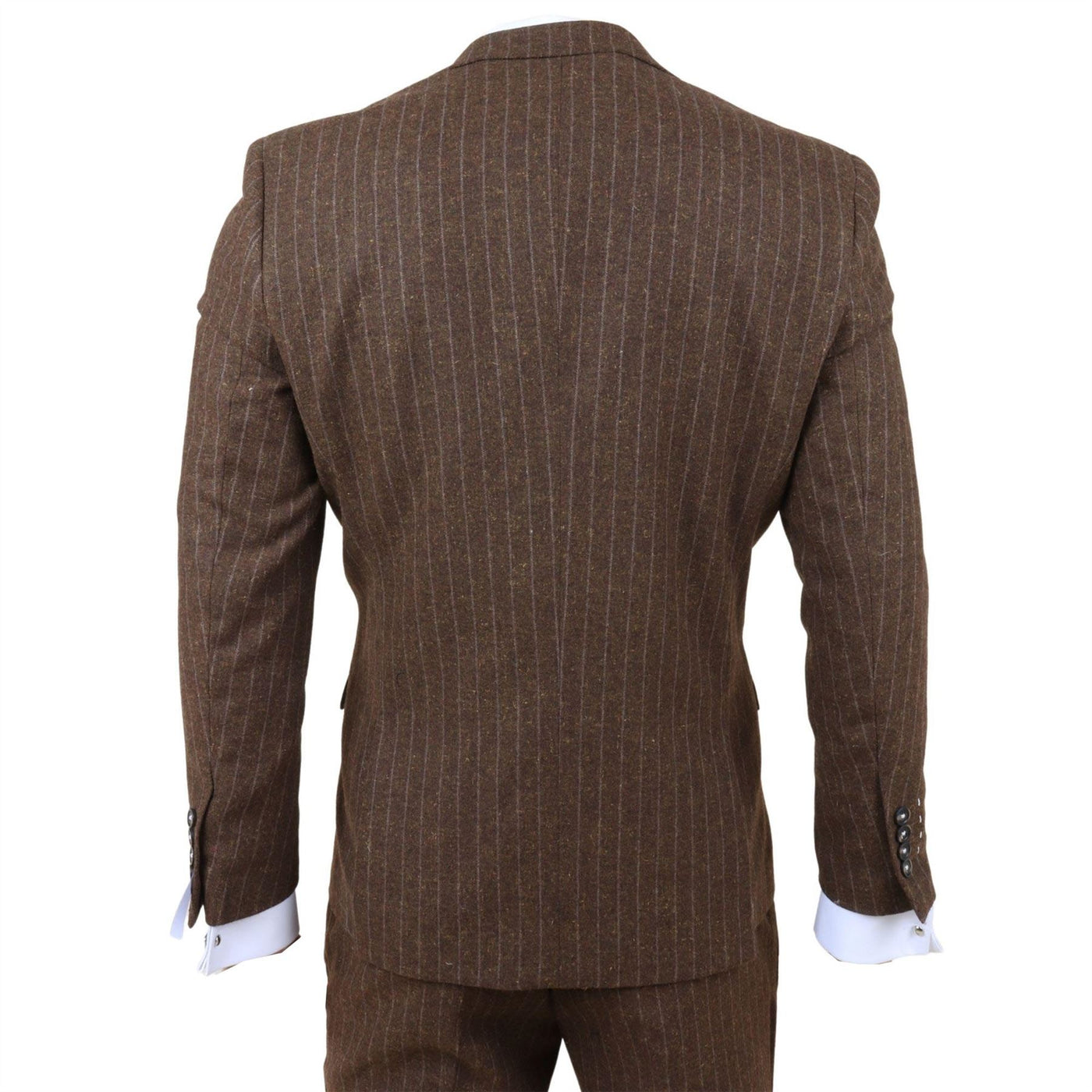 Men's Brown Pinstripe 3 Piece Slim Fit Formal Dinner Suit