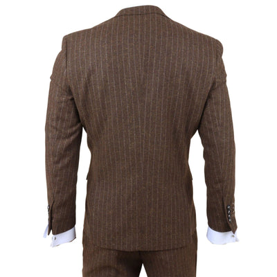 Men's Brown Pinstripe 3 Piece Slim Fit Formal Dinner Suit