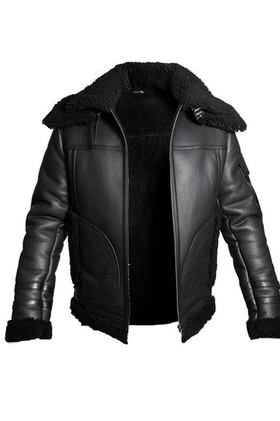 Mens Retro Biker Sheepskin Jacket-Hingham