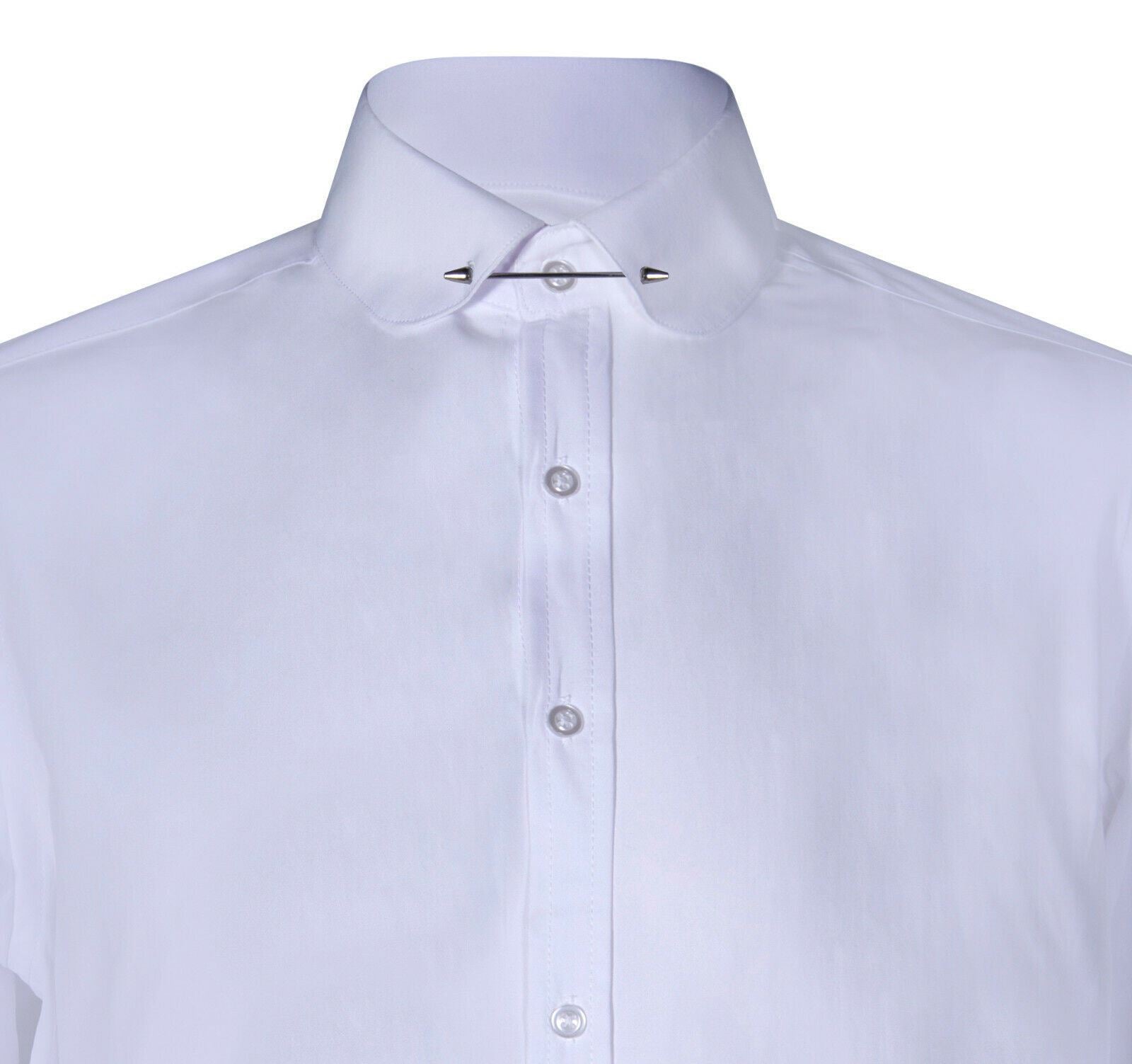 peaky blinders dress shirt THOMAS - White Herringbone Club Collar Shirt