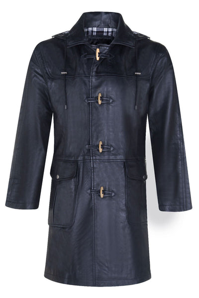 Mens Leather Duffle Classic Coat-Aylesbury