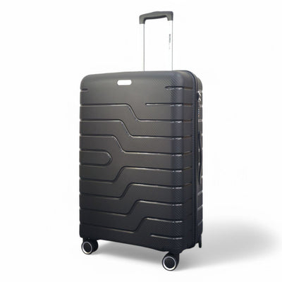 Hard Shell Black PP Dual 4 Wheels Luggage Travel Cabin Holiday Suitcase Set