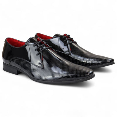 Men’s Pointed Toe Formal Lace Up Perforated Shoes