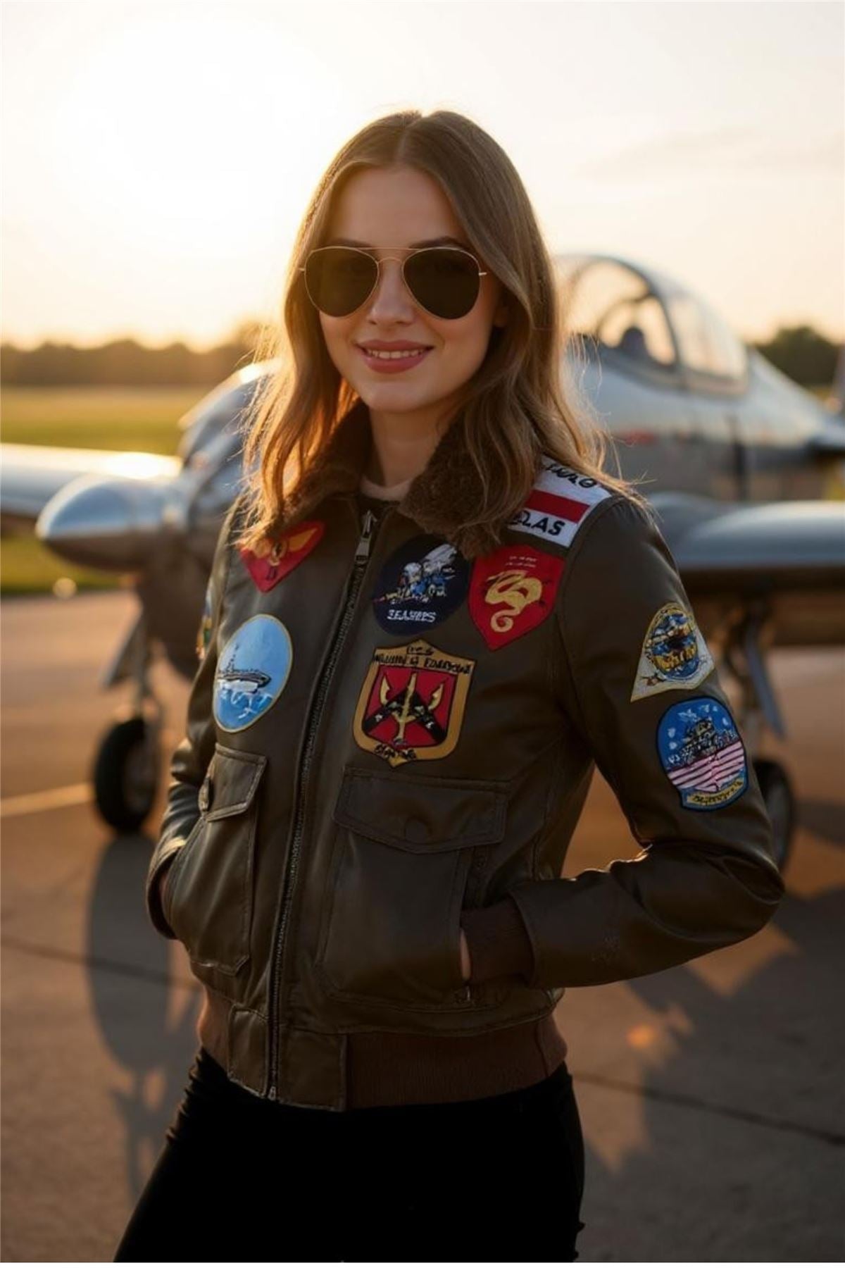 Women's A2 Top Gun Leather Bomber Jacket-Sunbury