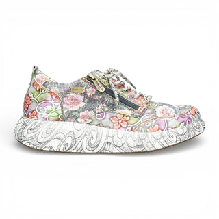 Laura Vita Women's Nikito 62 Grey Floral Leather Trainers Platform Sneaker Shoes