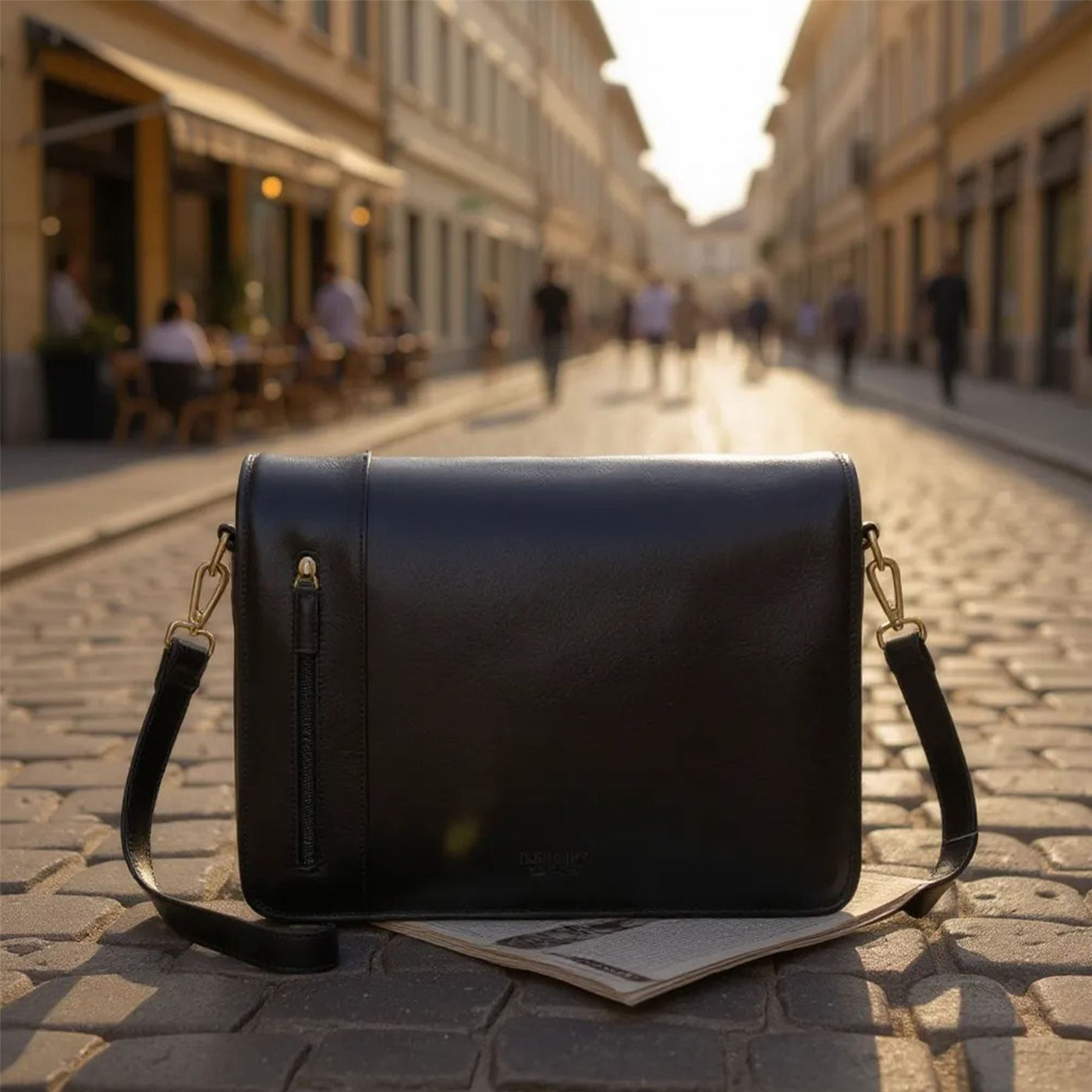 Genuine Leather Laptop Satchel Messenger Shoulder Bag - Astor