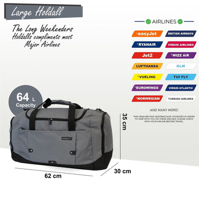 Extra Large Duffel Weekend Holdall Carry-On Cabin Bag Gym Sports Travel Bag