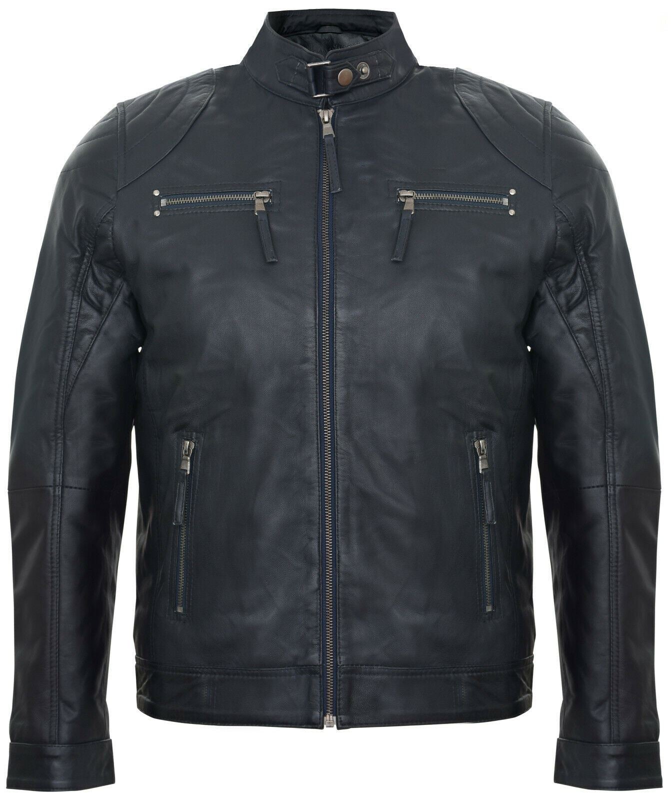 Mens Moto Leather Biker Jacket-Taiwan