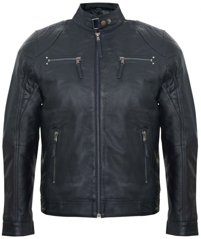 Mens Moto Leather Biker Jacket-Taiwan