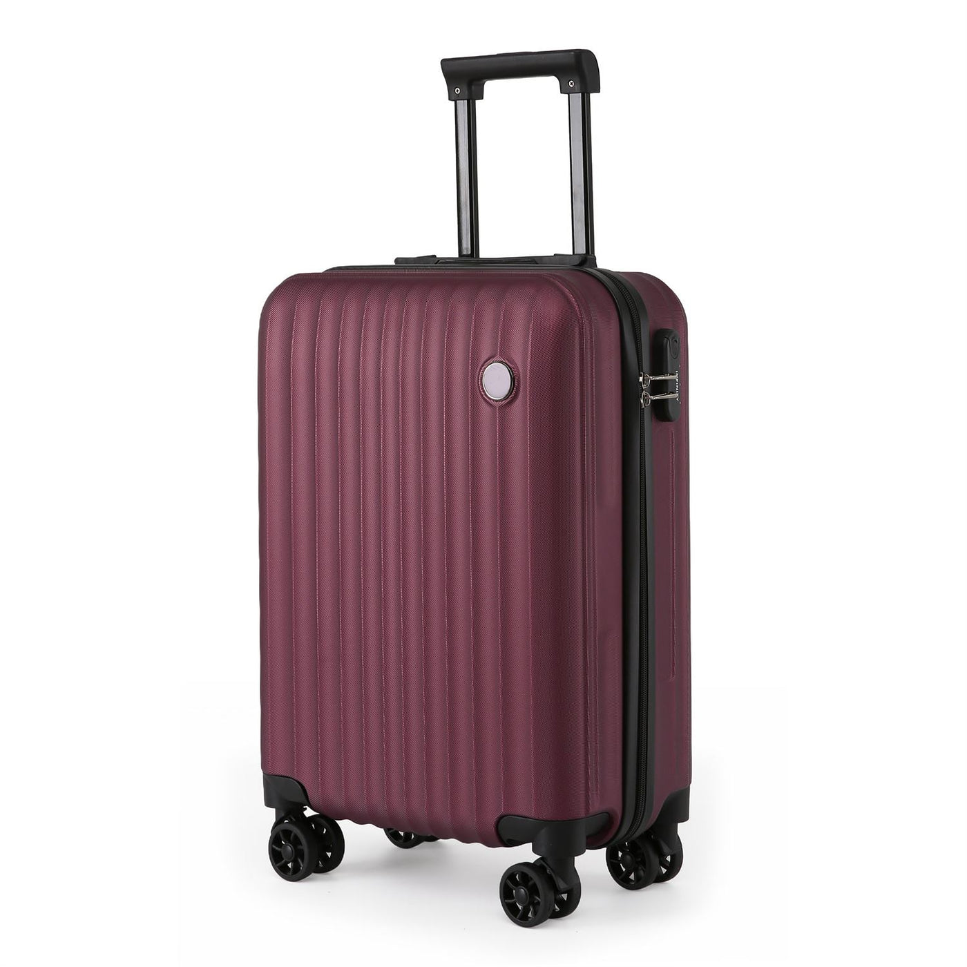 ABS Hard Shell Burgundy Suitcase Luggage Set Travel Carry on Cabin Bag
