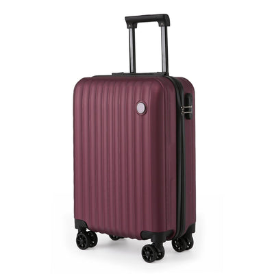 ABS Hard Shell Burgundy Suitcase Luggage Set Travel Carry on Cabin Bag