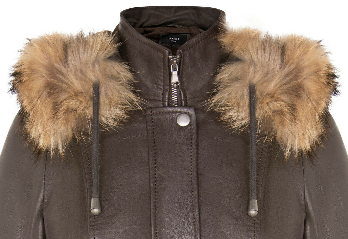 Parka da donna in pelle con cappuccio-Putian