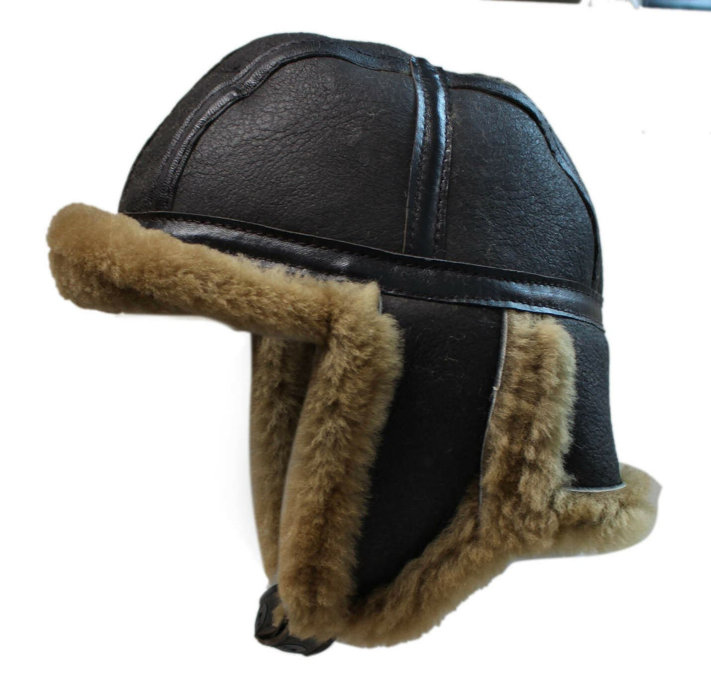 Mens RAF Aviator Sheepskin B-55 Trapper Hat