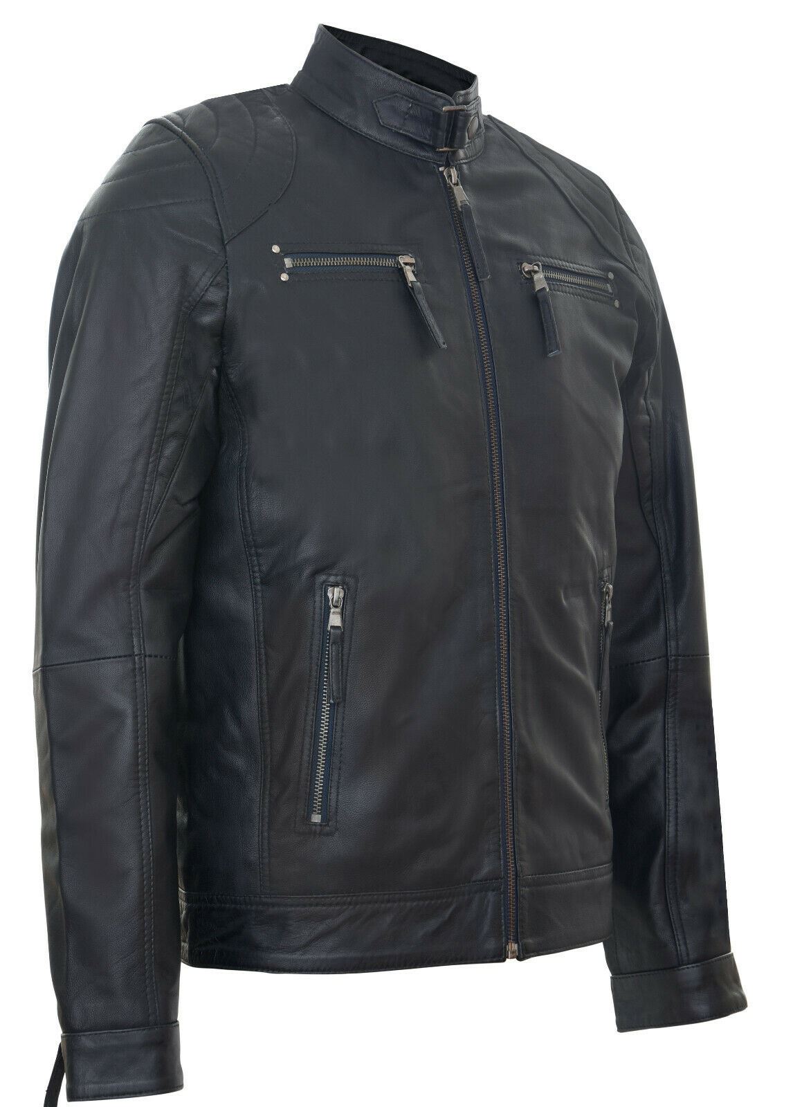 Mens Moto Leather Biker Jacket-Taiwan